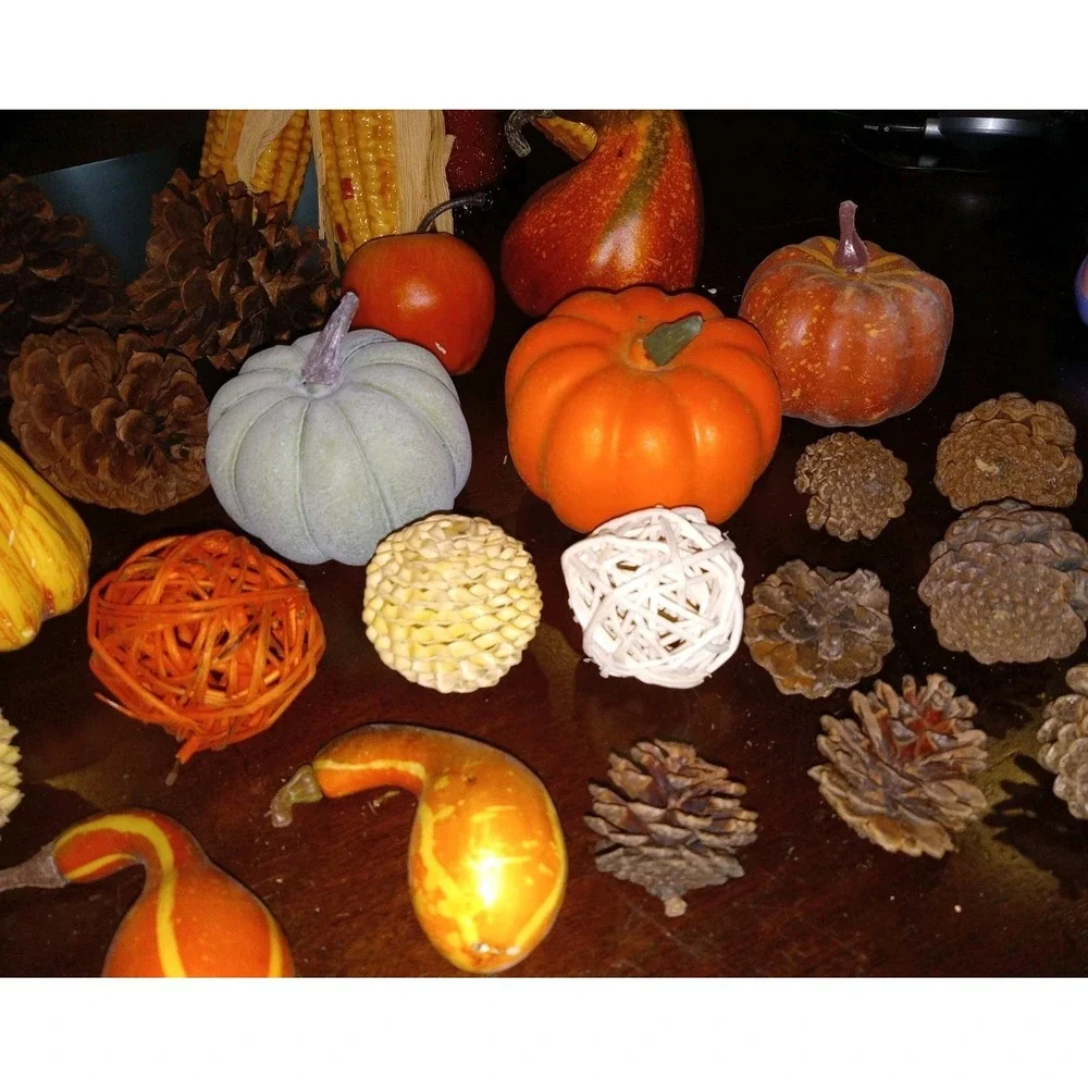 Artificial Fake‎ Pumpkins Fall Decorations Crafts Table Decor Pinecones Corn